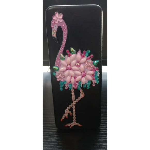Completed Diamond Art Eyeglass Case - Pink Flamingo