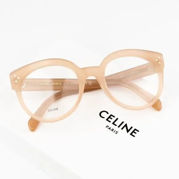 NEW Celine CL50093I 072 Beige Nude Round Women Eyeglasses CL 50093I