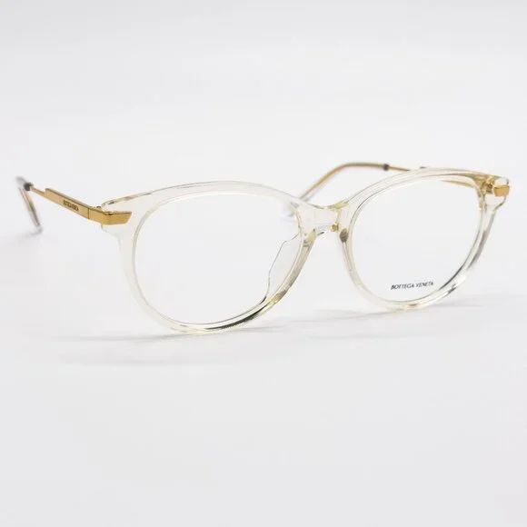 NEW BOTTEGA VENETA EYEGLASSES BV1039O 003 ROUND BEIGE TRANSPSRENT WOMEN EYEWEAR