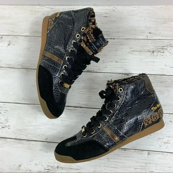 Serafini Luxury Sneakers Snake High Top Wedge 38