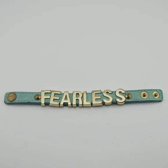 BGBG Generation Fearless Slide Charm Bracelet Aqua Blue Leather Band Y2K Style