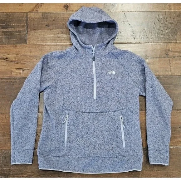 The North Face Half-Zip Fleece Hoodie Womens XL BEAUTIFUL PURPLE With Hood