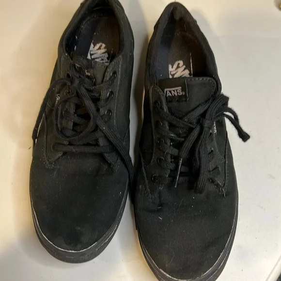 Vans BLACK Canvas Low Top Sneakers Size 9