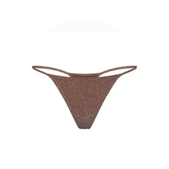 SKIMS Recycled Swim Glitter Bikini Bottom in Jasper