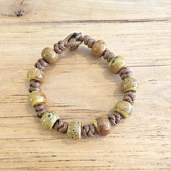 Rare & Hand Crafted Agatized Coral Bracelet.