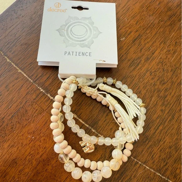 Decree Gold and Cream Beaded Bracelet Set