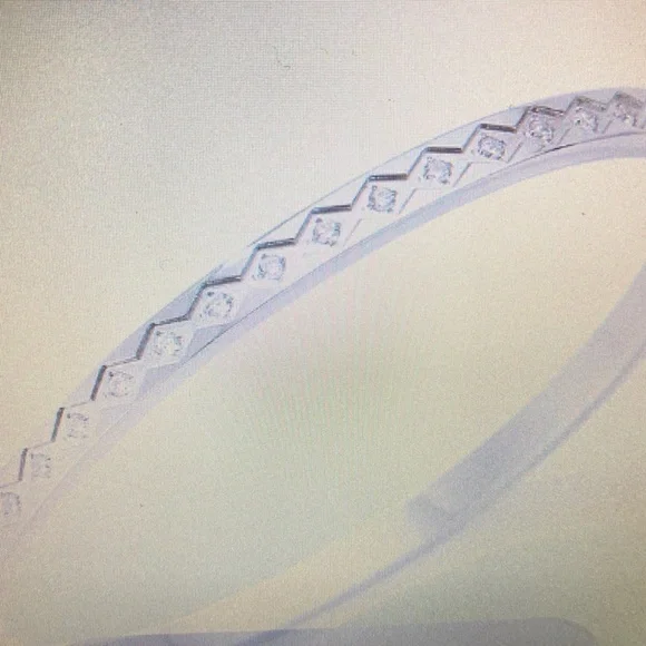 Antian Accessories™ Stainless Steel Silver Plated Zirconia Bangle Bracelet