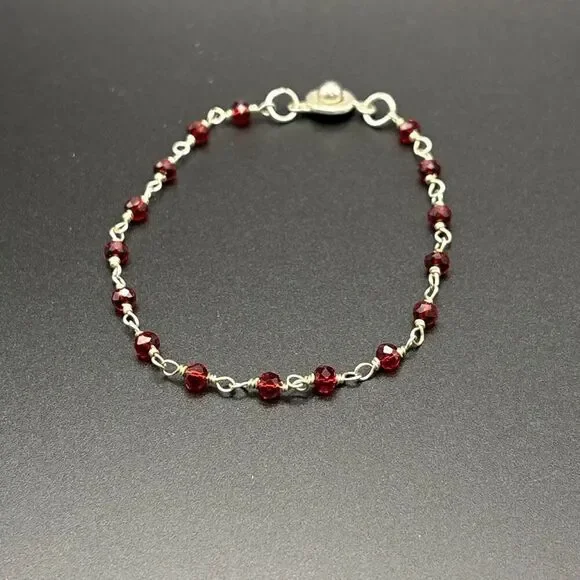 Garnet Bracelet, NEW, Handmade, Stackable, 9”