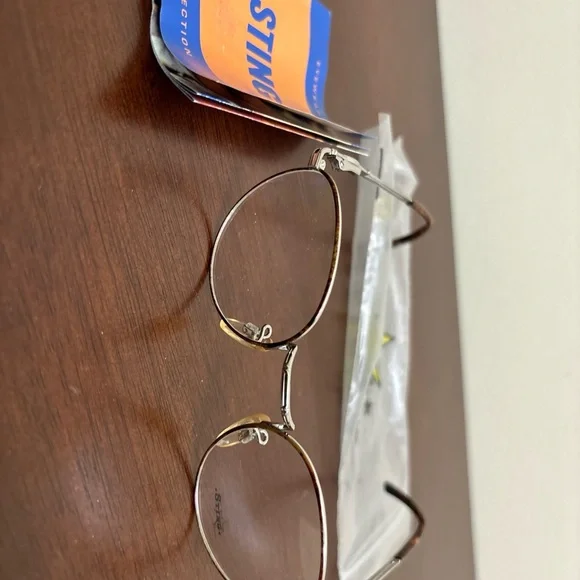 Sting 4153 Eyeglasses Frames Tortoise Gold Round Full Rim Silver