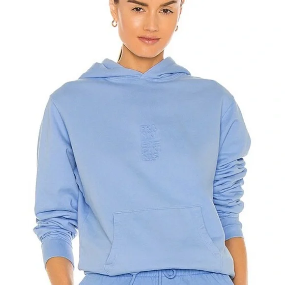 FRANKIE’S BIKINIS Aiden Embroidered Blue Hoodie Sweatshirt Pullover