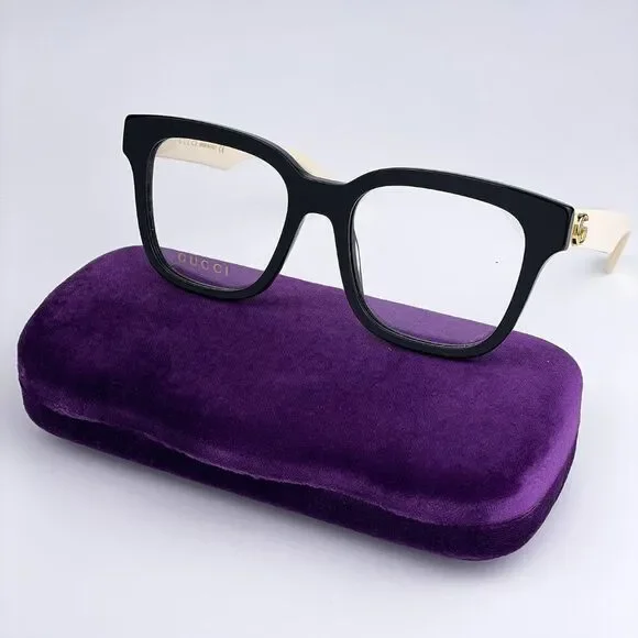 NEW Gucci GG0958O 005 Black White Square Unisex Eyeglasses
