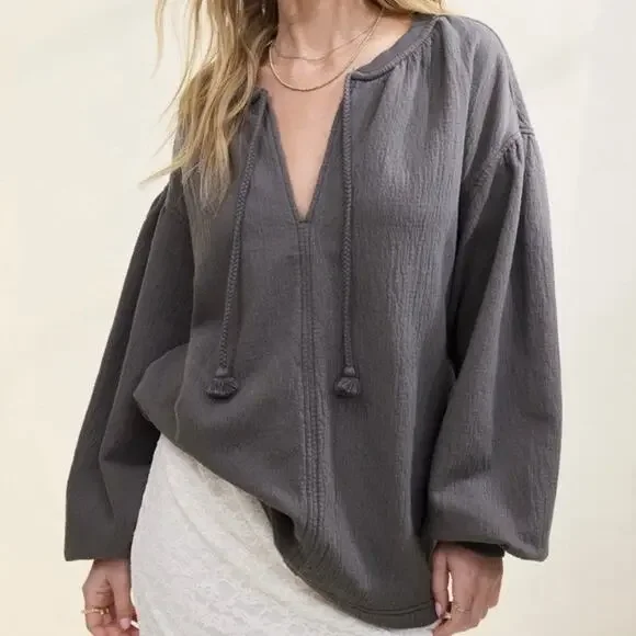 Aerie Easy Street Oversized Sweatshirt Gray Medium