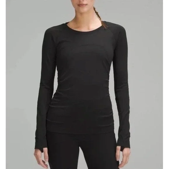 Lululemon Swiftly Tech Long Sleeve Women 4 Black Activewear Running Gym Shirt 78