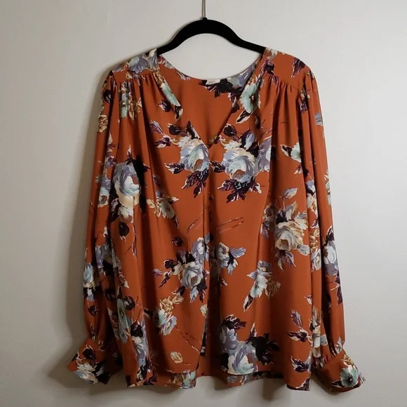 Ivy Jane Floral Blouse in Rust and Lavender