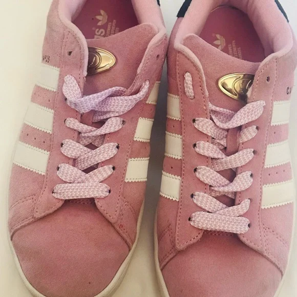Adidas campus 8.5 Women's Pink and White Sneakers