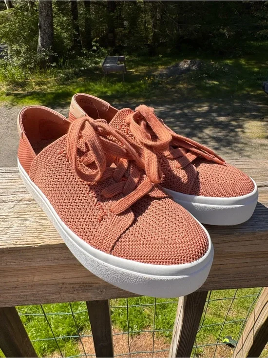 Lucky Brand Women’s Knit Lace-Up Sneakers in Terracotta