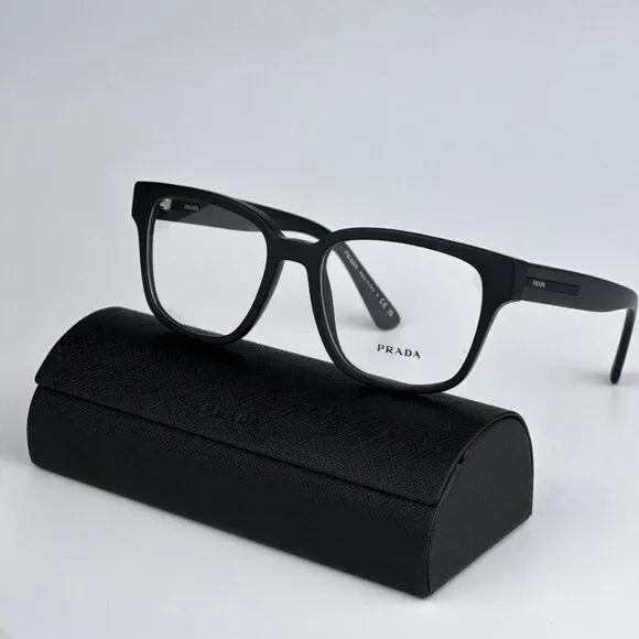 NEW Prada PRA09V 12P1O1 Matte Black Square Unisex Eyeglasses VPR A09