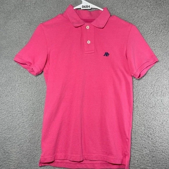 Aeropostale Polo Womens XS Pink Short Sleeve Logo Pique Casual Preppy Top 000684
