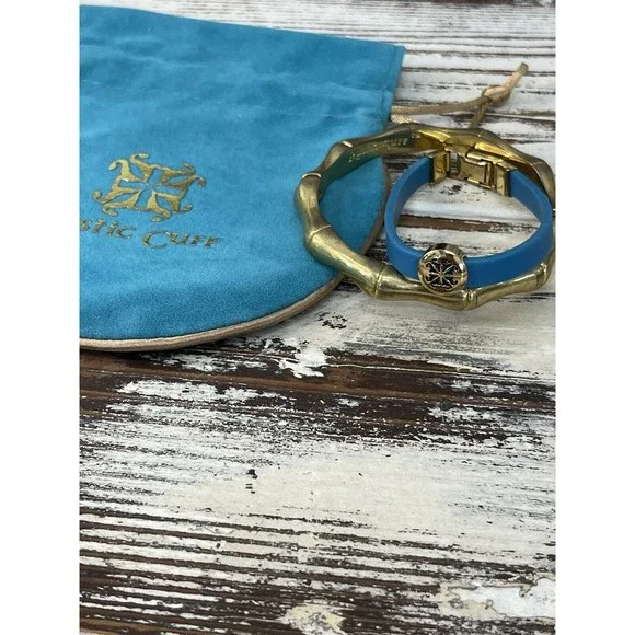 Rustic Cuff Bracelets Lot Of 2 Gold and‎ Turquoise Stackable