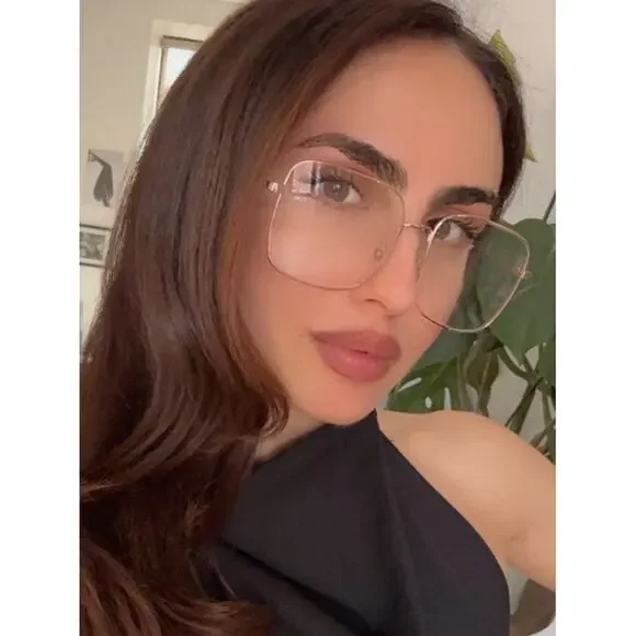 NEW Gucci GG0445O Gold Metal Oversized Square Frames