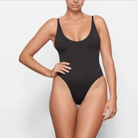 SKIMS Recycled Swim Scoop Neck One Piece Onyx Black‎ 2X Swimsuit