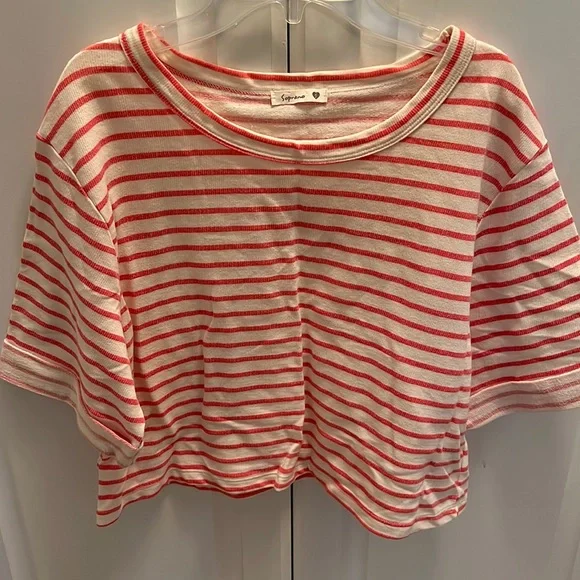Soprano Cropped Striped Top Size S