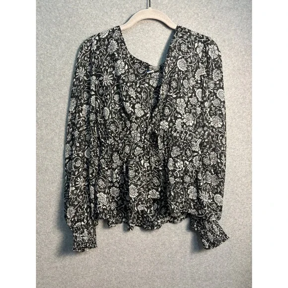 Old Navy Floral Peplum Blouse Women Medium Whimsigoth Fairy Grunge Boho