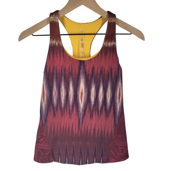 Onue Womens Racerback Top S Ikat Print Stretch USA Yoga Activewear Gym