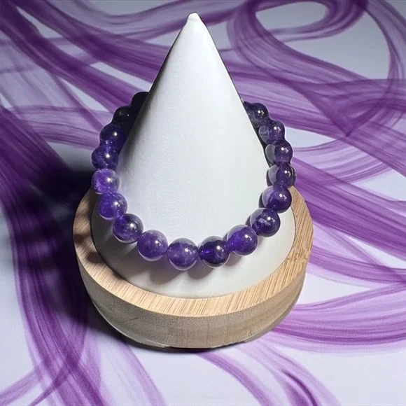 Handmade Amethyst‎ Bead Stretch Bracelet | Healing Energy Spiritual Gift