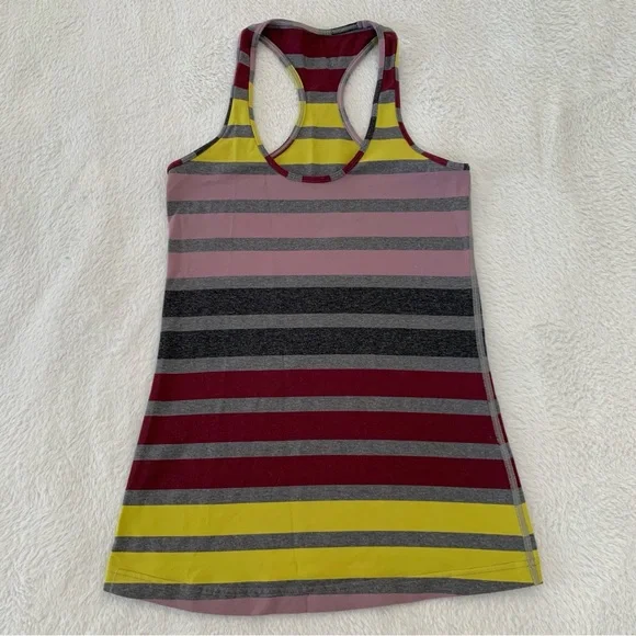 Women’s 2 LULULEMON Cool Racerback Luon Yoga Tank Top Triplet Twin Stripe