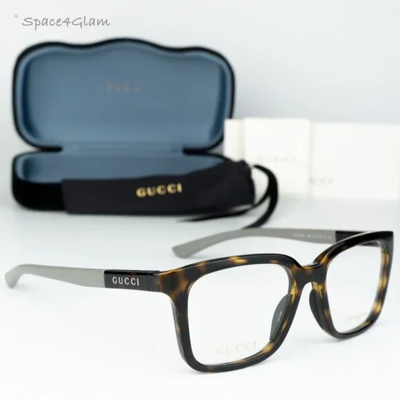 BRAND NEW Gucci GG1738O 002 Havana Grey Demo Unisex Square Eyeglasses GG 1738O