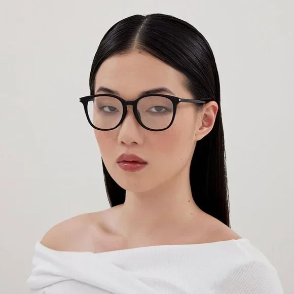 BRAND NEW Saint Laurent SL724/F 001 Black Demo Square Women Eyeglasses