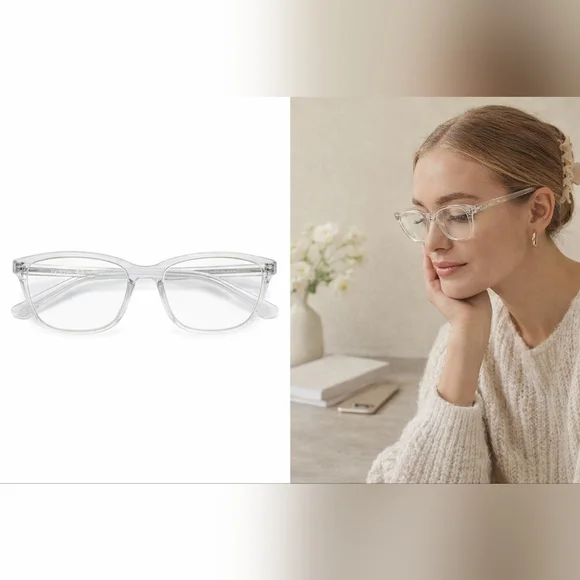 Eyebuydirect Clear Transparent Square Eyeglasses Frames Only Lenses Unisex