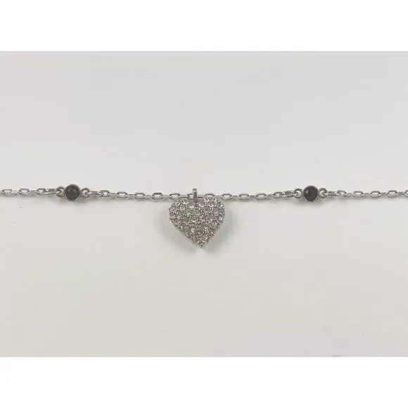 Swarovski Heart Bracelet Crystal Pave Chain Adjustable Red Rhinestone Dainty Swa