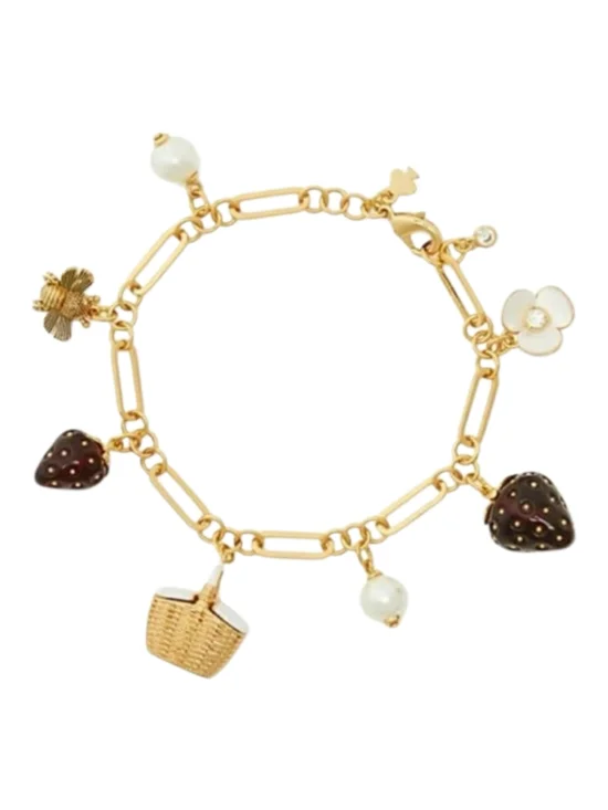 Kate Spade Picnic Gold-Tone Strawberry, Pearl & Flower Charm Bracelet ($148)
