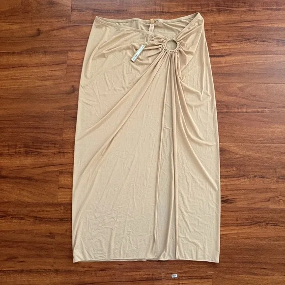 Skims Mesh Cover Up Sarong Skirt In Ochre Women's Size 3X NWT Can Fit XL-3X