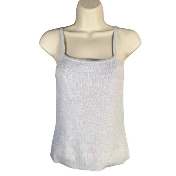 Express Shimmer Knit‎ Tank Top Silver Small Quiet Luxury Minimalist Capsule