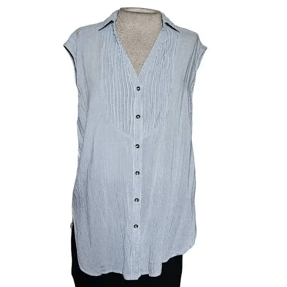 Maeve By Anthropologie Stripe Button Up Blouse Size 10