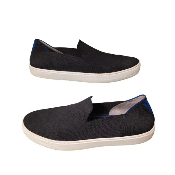 Rothys The Sneaker Black Solid Slip On Knit Shoes Womens 10.5