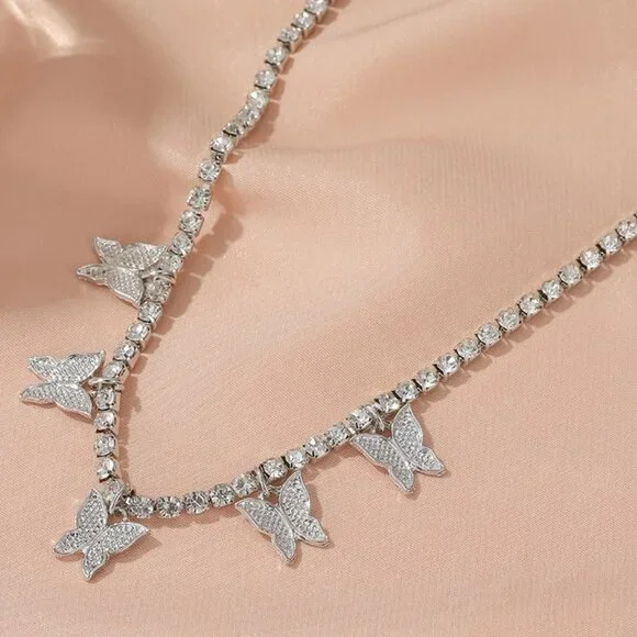 ✨925 Silver Plated CZ Cuban Link Tennis Butterfly Anklet, GPMB1519