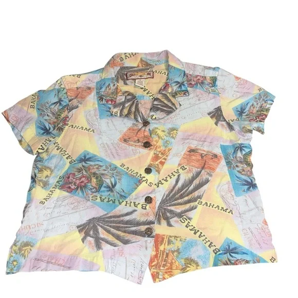 Caribbean Joe Multicolor Tropical Print Men's Shirt
