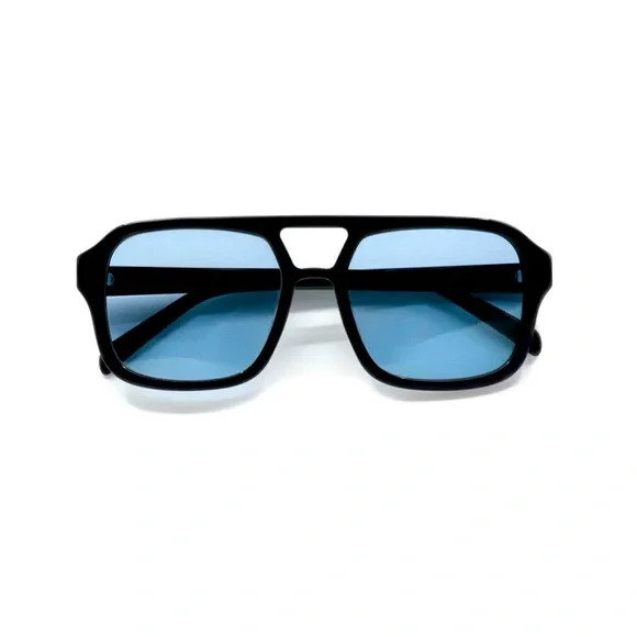 Stylish Black Sunglasses with Blue Lenses