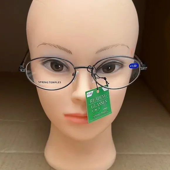 Spring Temple Oval Reading Glasses +1.00 Gray