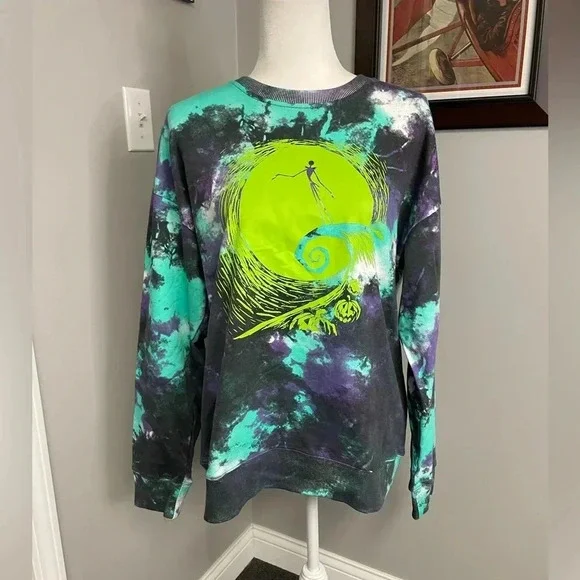 Disney Tim Burtons The Nightmare Before Christmas Tie Dye Sweatshirt Size Medium