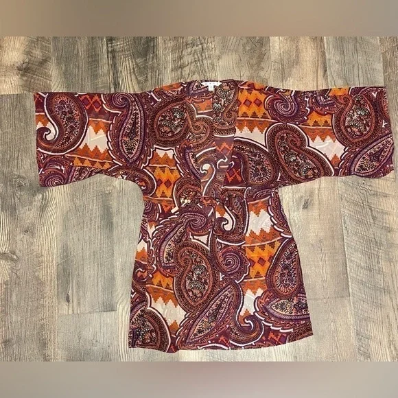 CAbi Sheer Paisley Print‎ Kimono size XS
