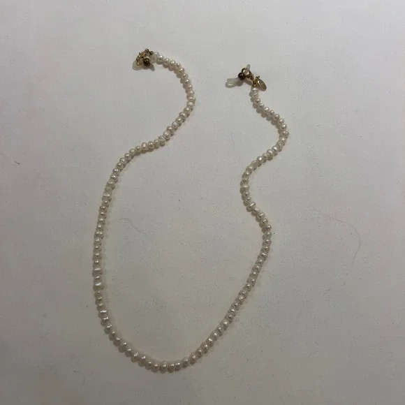 Freshwater Pearl Eyeglass or Mask Chain Necklace Gold Tone Clasps