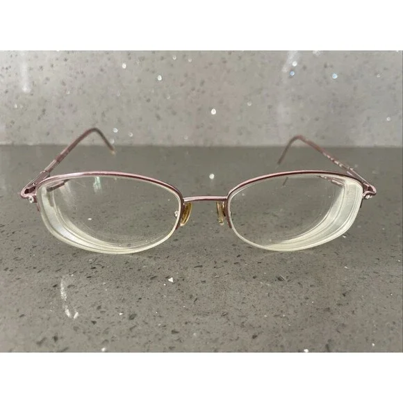 Genny Italy 748-B 5371 53-18-135 Pink Metal Half Rim Eyeglasses Frames ONLY