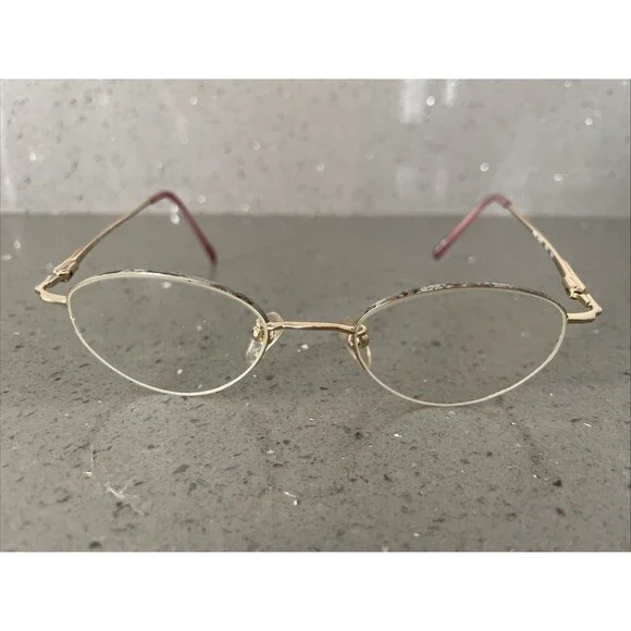 Nine West 21 Eyeglasses Frames ONLY 46-19-130 7FX Gold half rim pink tortoise