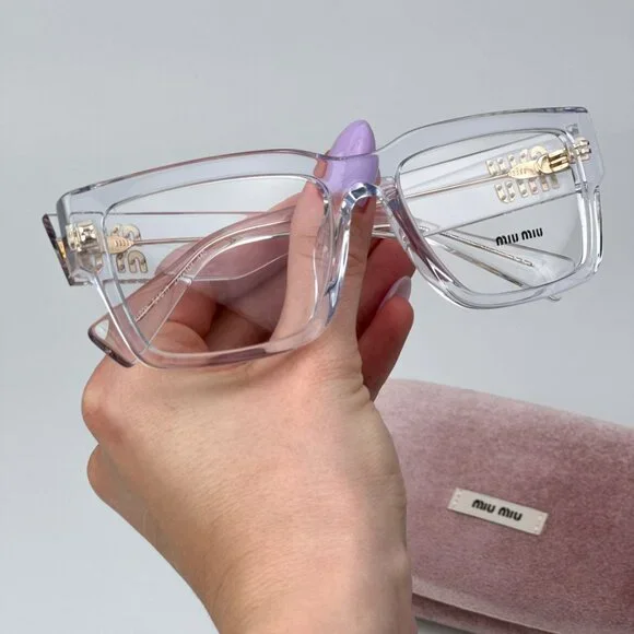 Miu Miu MU02XV 2AZ1O1 BRAND NEW Eyeglasses Transparent Clear Rectangle Women