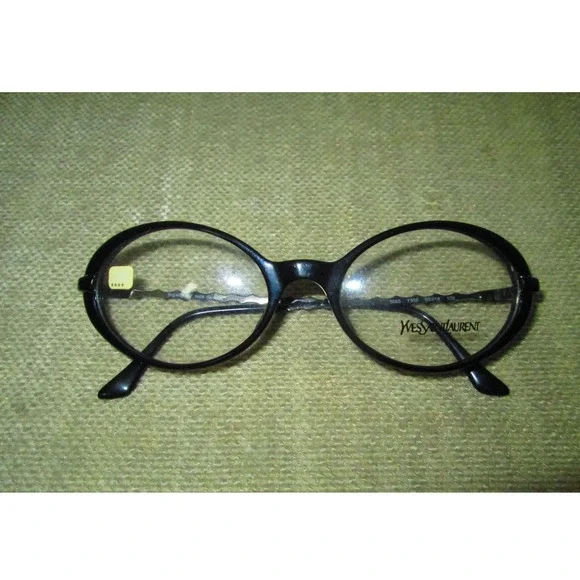 Yves Saint Laurent YSL Eyeglasses Black Oval Frames‎ Only Glasses